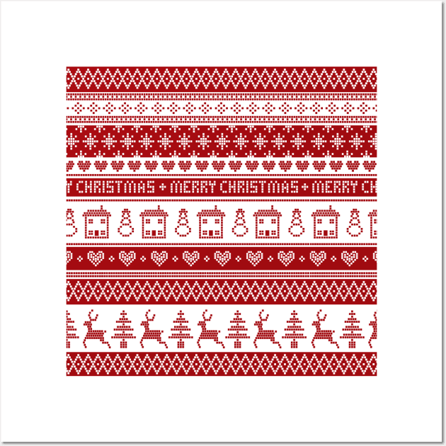 Nordic fair isle Christmas pattern Wall Art by gaynorcarradice